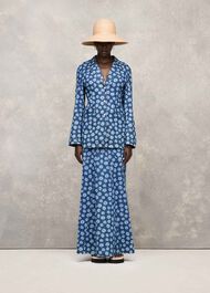 Graphic Daisy Denim Maxi Skirt